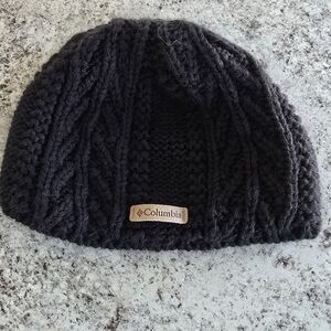 Columbia Black Knit Cable Beanie with Logo Patch